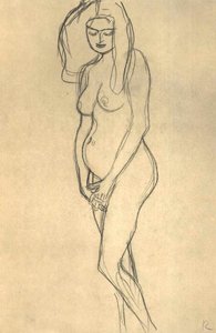 Nude of a Pregnant Woman Facing Left